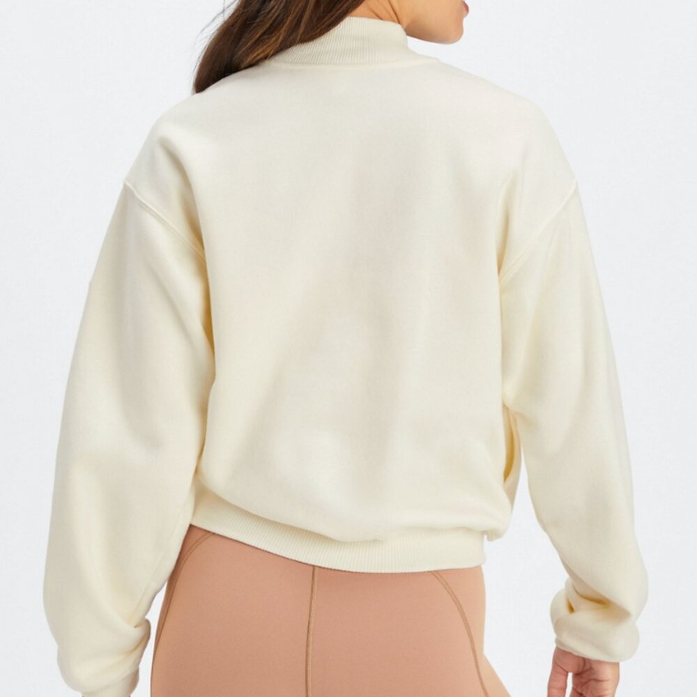 Fabletics Cream Half-Zip Pullover Sweatshirt Size… - image 2